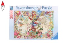 PUZZLE OGGETTI RAVENSBURGER MAPPAMONDO FLORA FAUNA 3000 PZ