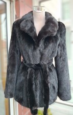 Cappotto pelliccia visone visone originale НОРКА con cintura, colore nero./375/