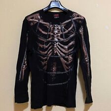 Spiral Maglia Manica Lunga Nero Skull Cage Scheletro Bones Gothic Emo Dark Goth