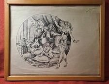 Disegno Antico. Bella china su carta; cm 27x34; recante firma