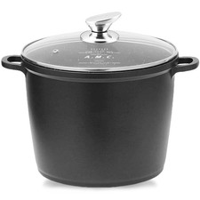 Pentola alta da 24 cm in alluminio pressofuso con coperchio in vetro temperato 