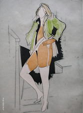 RENATO GUTTUSO- "CALZE BIANCHE '"(198) -DIM. FOGLIO 80x60 cm-ACQUAF. ACQUATINTA