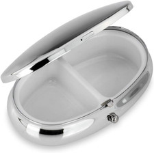 Portapillole Hamburg Ovale, 6 X 4 X 2 Cm, 2 Scomparti, in Argento Di Alta Qualit