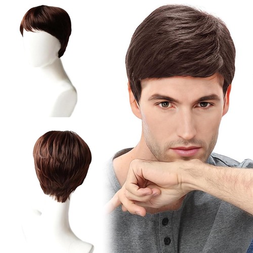 Men real hair wig black - men's,