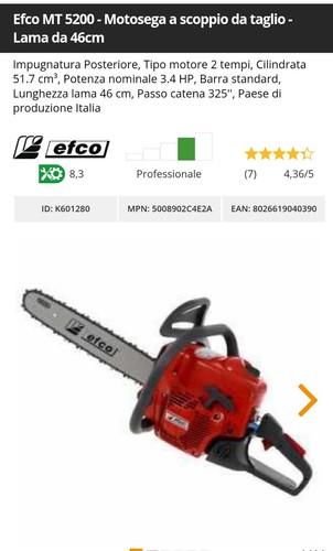 Motosega efco 5200 barra 46 - motosega,