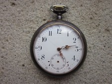 OROLOGIO DA TASCA MECCANICO CASSA BRUNITA QUADRANTE BIANCO PERFETTO ANTICO