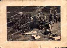 ANTICA FOTO MILITARE - ALPINI IN MONTAGNA CON PEZZO DI ARTIGLIERIA / CANNONE -