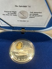 Moneta Argento E Oro 20 Dollari Canada Serie Aviatori 1993 Con Cameo In Oro 24 C