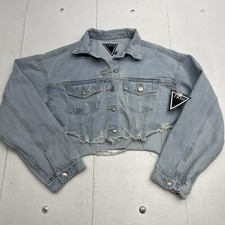 Trio Urban Blue Cropped Denim Don’t Grow Up Jacket Women’s Size S/M New
