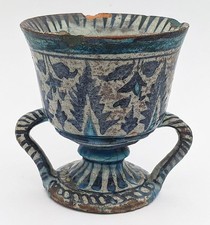 MULTAN PAKISTAN ANTICA CERAMICA COPPA DUE MANICI XIX SECOLO​