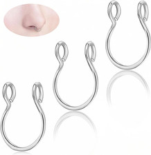 Septum Piercing, Septum Piercing in Acciaio Chirurgico, 3 Pezzi Anelli Finti per