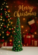 CANDELA ALBERO DI NATALE DECORATO  CON ADDOBBI ALTO 30 CM FESTA NATALIZIA