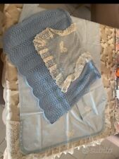 Copertina Bimbo Lana Celeste  Con Lenzuolo E Federa Cuscino