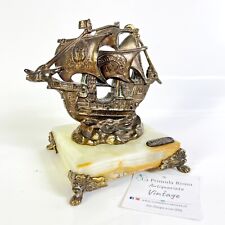 Veliero in Bronzo Vintage anni 60 Caravella Santa Maria modellino nave Antico