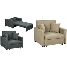 HOMCOM Poltrona Letto con 2 Cuscini e Spazio a Scomparsa