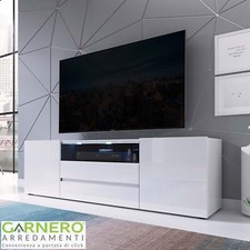 Mobile porta tv moderno design sala soggiorno 137x43cm bianco opaco/ lucido RICE
