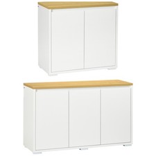 HOMCOM Credenza Moderna con Armadietto a 2 Livelli Bianco