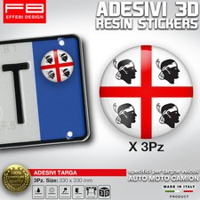 ADESIVI sticker bollino targa/plate italy bandiera sardegna 4 mori sardinia 0 re