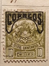 10 CENTAVOS CILE  FRANCOBOLLO POSTA TELEGRAF CORREOS SIGILLO STOCK ANTIQUARIATO 
