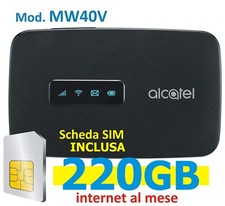 ALCATEL MW40V (incluso di SIM 220GB) Router WIRELESS 4G LTE Wi-Fi 150Mbp