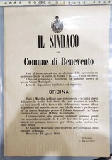 Benevento 1880 Sindaco G.Manciotti Ordine Sindacale