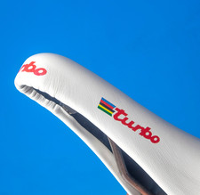 SELLE ITALIA TURBO ricondizionata con pelle e imbottitura nuova BIANCA