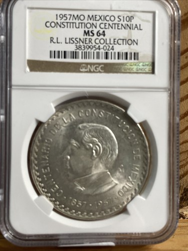 1957 messico pesos - messico, 10