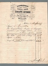 Fattura Commerciale Milano Airoldi Tomaso Laboratorio Vendita Oro Argento 1877