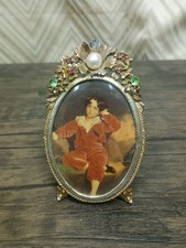 Cornice portafoto ovale gioiello strass perle oro dorato Firenze vintage