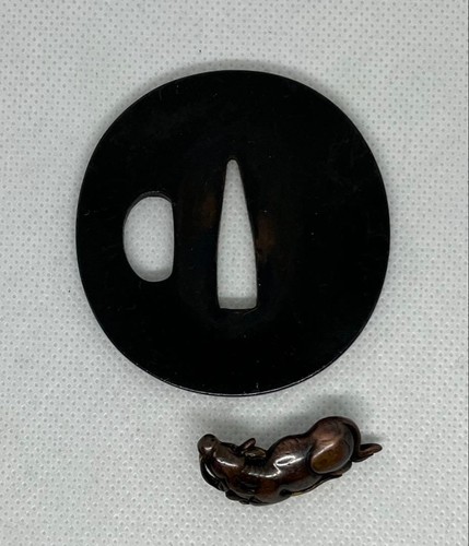 Samurai sword tsuba menuki set - tsuba,