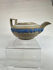 Antica Raro Teiera Staffordshire Ceramica Fine Frisia Blu Firmato Wedgwood