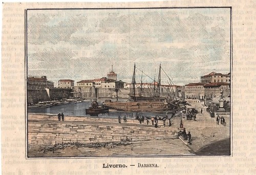 Stampa antica livorno veduta - stampa,