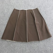 Gonna Chanel donna marrone medio linea A contrasto tubino logo pannello orlo