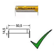 Batteria Ricaricabile NI-CD Stilo AA 1,2V 1000mAh 50,5x14,5mm a saldare