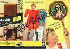 vecchia macchina da cucire pieghevole pubblicitaria ADLER 152 153 DIN A4 vint...