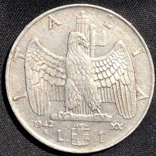 1942-R Italy 1 Lira Stainless
