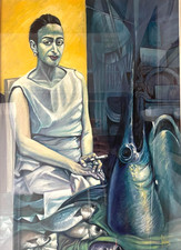 "Signora con pesci"– Quadro