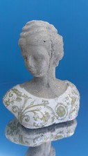IMPERO BUSTO DI DONNA IN PIETRA E SMALTO DIPINTO A MANO SCULTURA ARTISTICA