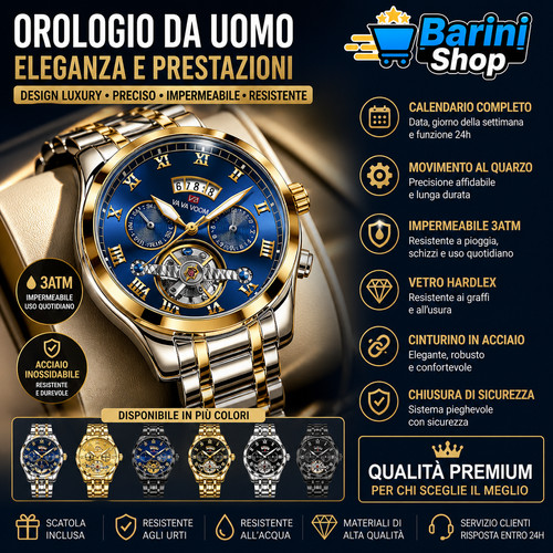 Orologio uomo acciaio oro - orologio,