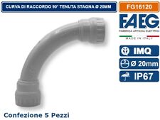5 PEZZI CURVA DI RACCORDO 90° PER TUBO RIGIDO Ø 20MM TENUTA STAGNA IP67 IN PVC
