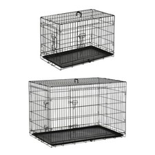 Gabbia per Cani e Gatti Kennel in Acciaio Doppia Apertura Maniglia da Trasporto