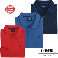 Maglia Polo da Uomo Manica Lunga 100% Puro Cotone Leggera COVERI M L XL XXL XXXL