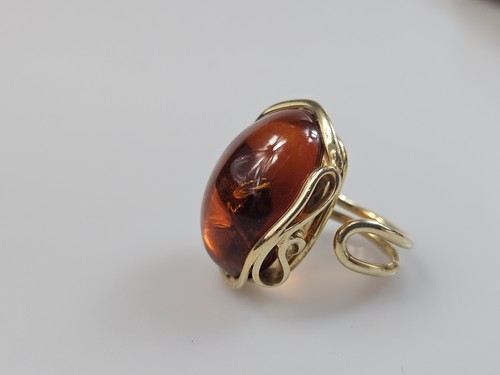 Anello ambra oro regolabile