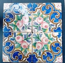 Quattro riggiole napoletane in maiolica policroma fornace Vincenzo Maiurino