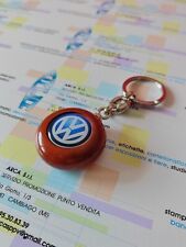 Portachiavi in legno laccato simil radica marchio Volkswagen vintage resinato