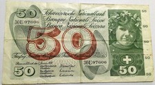 Banconote Svizzera da 50 franchi del 1970