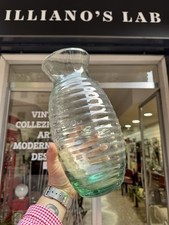 Vaso Vintage In Vetro Verde Lavorazione A Onde Anni 70