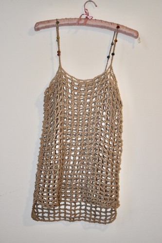Top lungo crochet rete fatto - a,