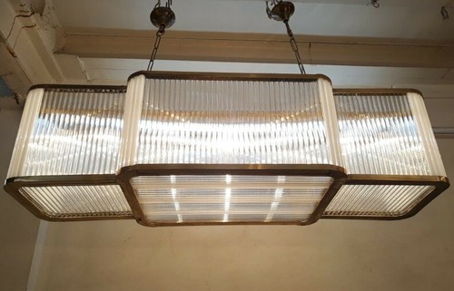 Plafoniera ottone vetro - plafoniera, e