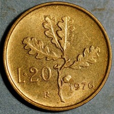 Italia 20 Lire 1976 KM# 97